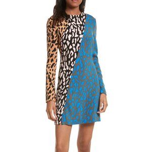 Diane von Furstenberg Bias Fitted Silk Print Dress NEW WITH TAGS